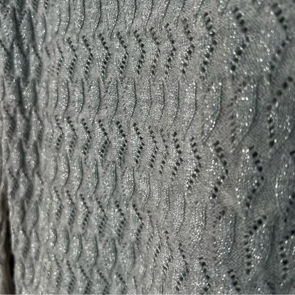 GAP Pointelle Turtleneck Silver Metallic Simmer Lightweight Sweater - Picture 6 of 14